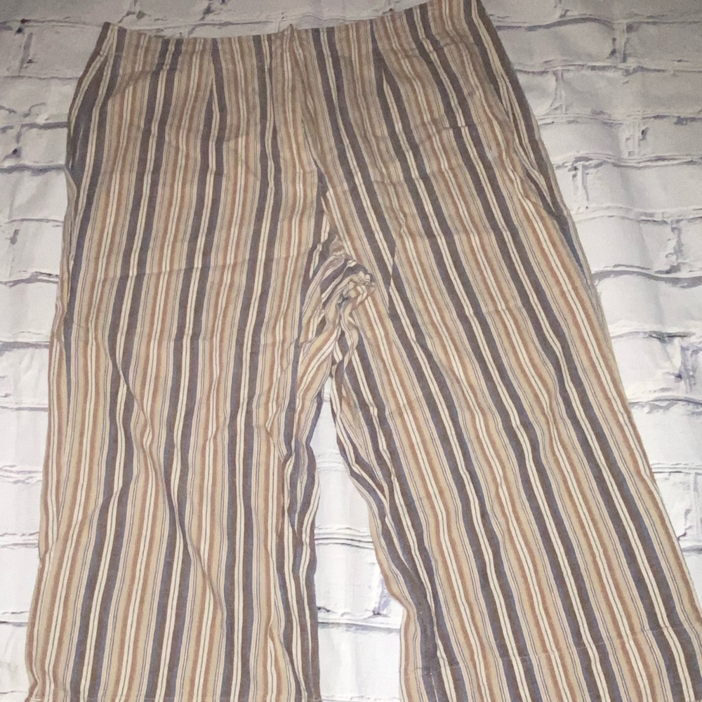 Christopher & Banks Beige and Blue Striped Pants